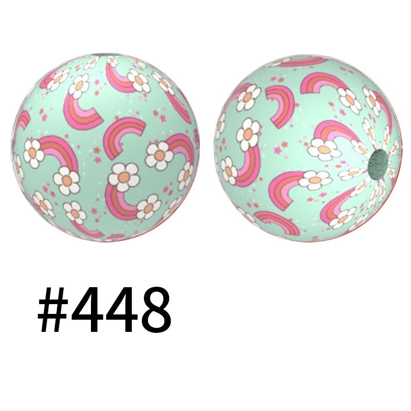 50pcs 15mm Printed Silicone Beads Animal and Camouflage Pattern Color #351-#553
