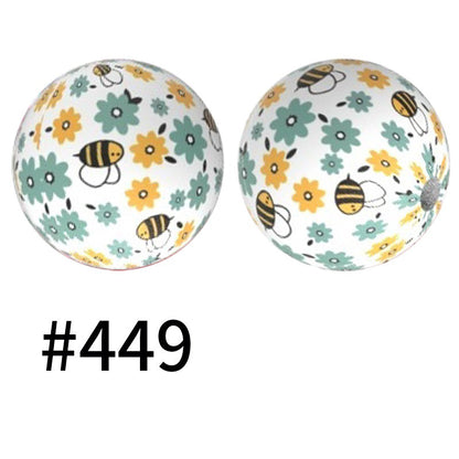 50pcs 15mm Printed Silicone Beads Animal and Camouflage Pattern Color #351-#553