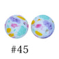 50pcs 12mm Printed Silicone Beads Water Transfer Print Assorted Colors 90