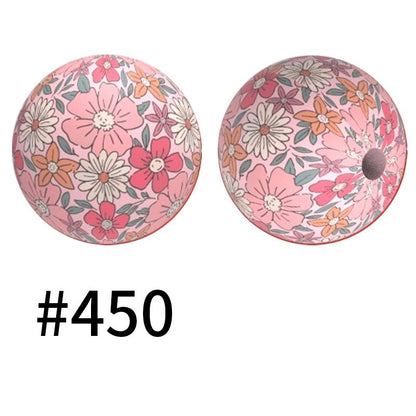 50pcs 15mm Printed Silicone Beads Animal and Camouflage Pattern Color #351-#553