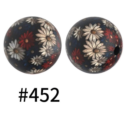 50pcs 15mm Printed Silicone Beads Animal and Camouflage Pattern Color #351-#553