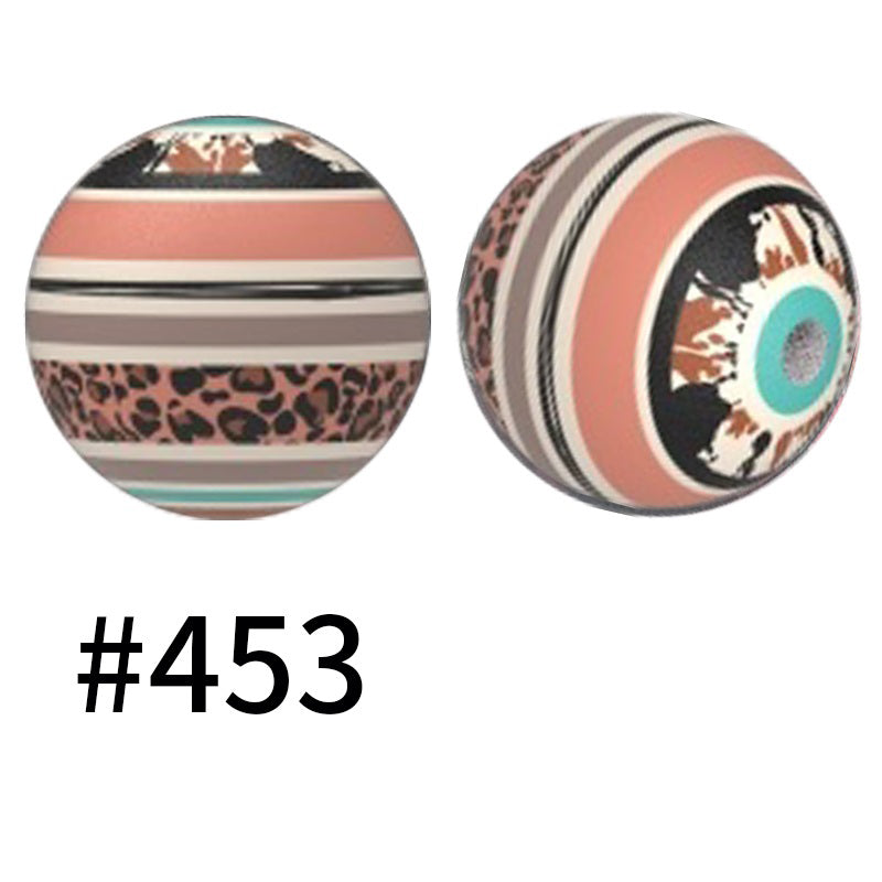 50pcs 15mm Printed Silicone Beads Animal and Camouflage Pattern Color #351-#553