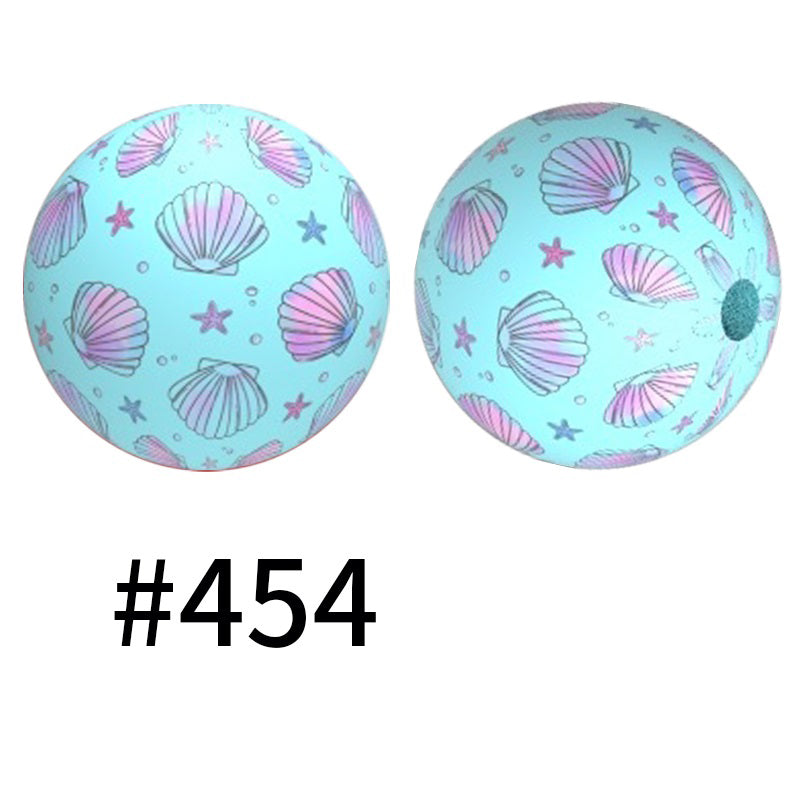 50pcs 15mm Printed Silicone Beads Animal and Camouflage Pattern Color #351-#553