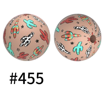 50pcs 15mm Printed Silicone Beads Animal and Camouflage Pattern Color #351-#553