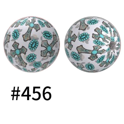 50pcs 15mm Printed Silicone Beads Animal and Camouflage Pattern Color #351-#553
