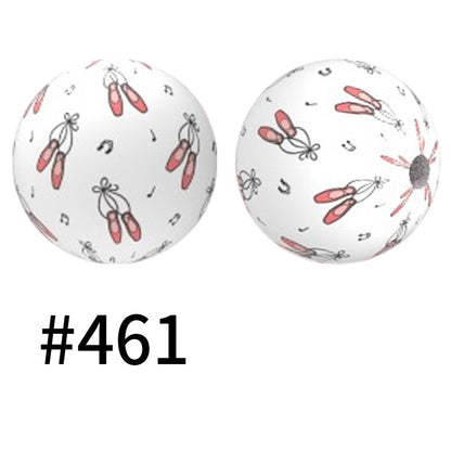 50pcs 15mm Printed Silicone Beads Animal and Camouflage Pattern Color #351-#553