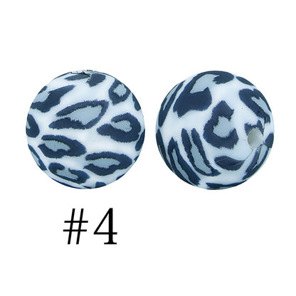 50pcs 12mm Printed Silicone Beads Water Transfer Print Assorted Colors 49