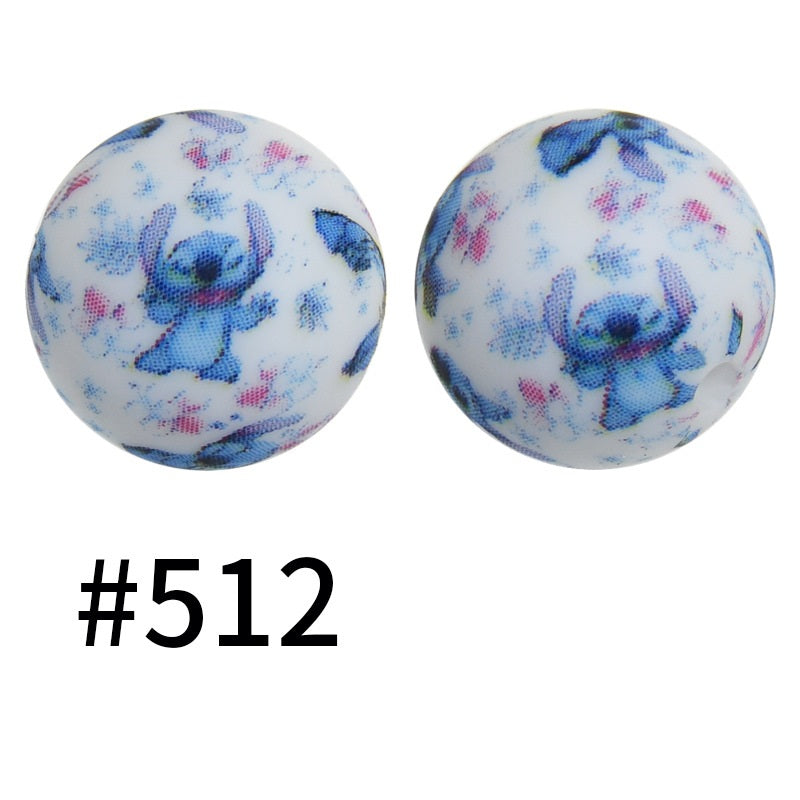 50pcs 15mm Printed Silicone Beads Animal and Camouflage Pattern Color #351-#553