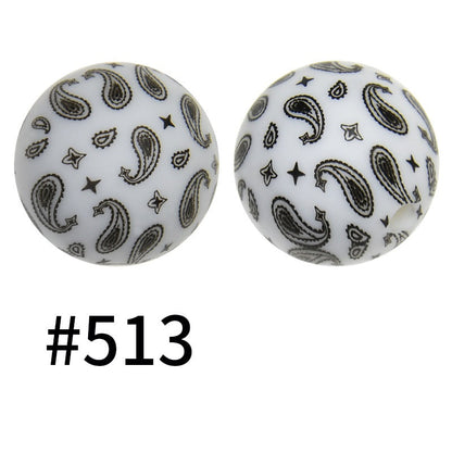 50pcs 15mm Printed Silicone Beads Animal and Camouflage Pattern Color #351-#553