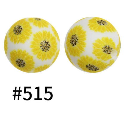 50pcs 15mm Printed Silicone Beads Animal and Camouflage Pattern Color #351-#553