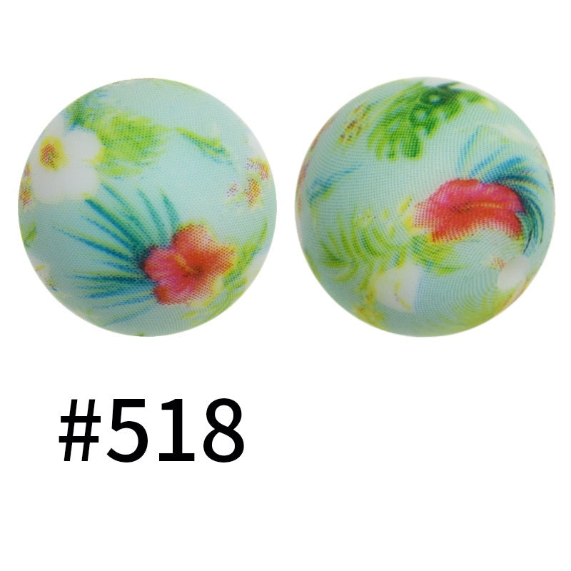 50pcs 15mm Printed Silicone Beads Animal and Camouflage Pattern Color #351-#553