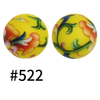 50pcs 15mm Printed Silicone Beads Animal and Camouflage Pattern Color #351-#553