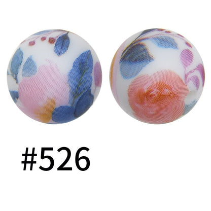 50pcs 15mm Printed Silicone Beads Animal and Camouflage Pattern Color #351-#553