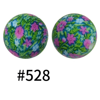 50pcs 15mm Printed Silicone Beads Animal and Camouflage Pattern Color #351-#553