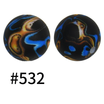 50pcs 15mm Printed Silicone Beads Animal and Camouflage Pattern Color #351-#553
