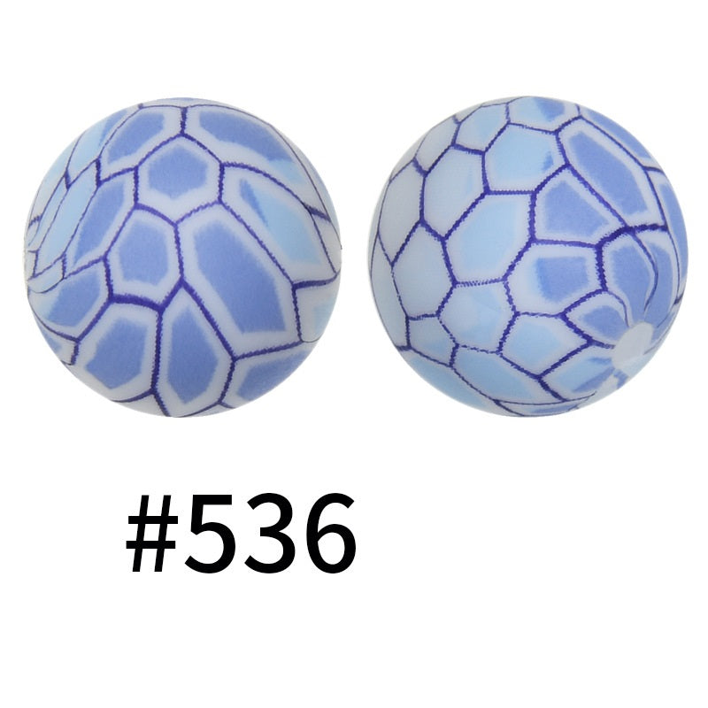 50pcs 15mm Printed Silicone Beads Animal and Camouflage Pattern Color #351-#553