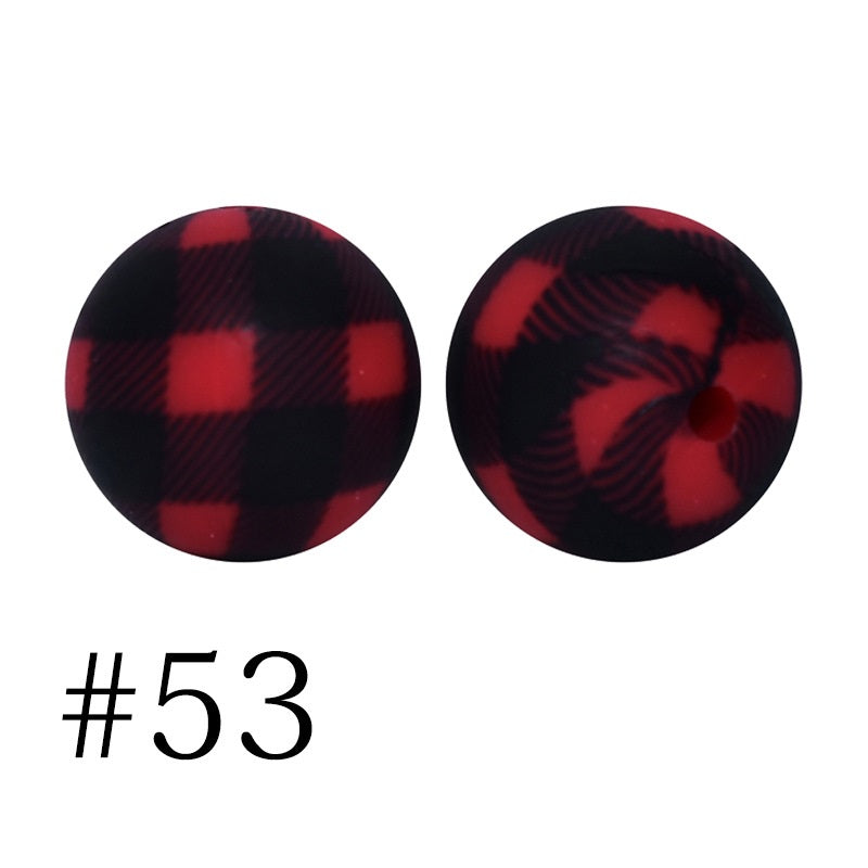 50pcs 12mm Printed Silicone Beads Water Transfer Print Assorted Colors 13
