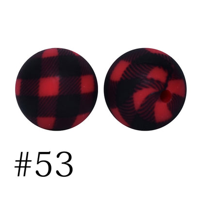 50pcs 12mm Printed Silicone Beads Water Transfer Print Assorted Colors 13