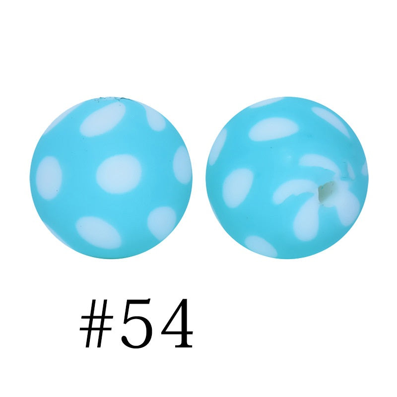 50pcs 12mm Printed Silicone Beads Water Transfer Print Assorted Colors 14