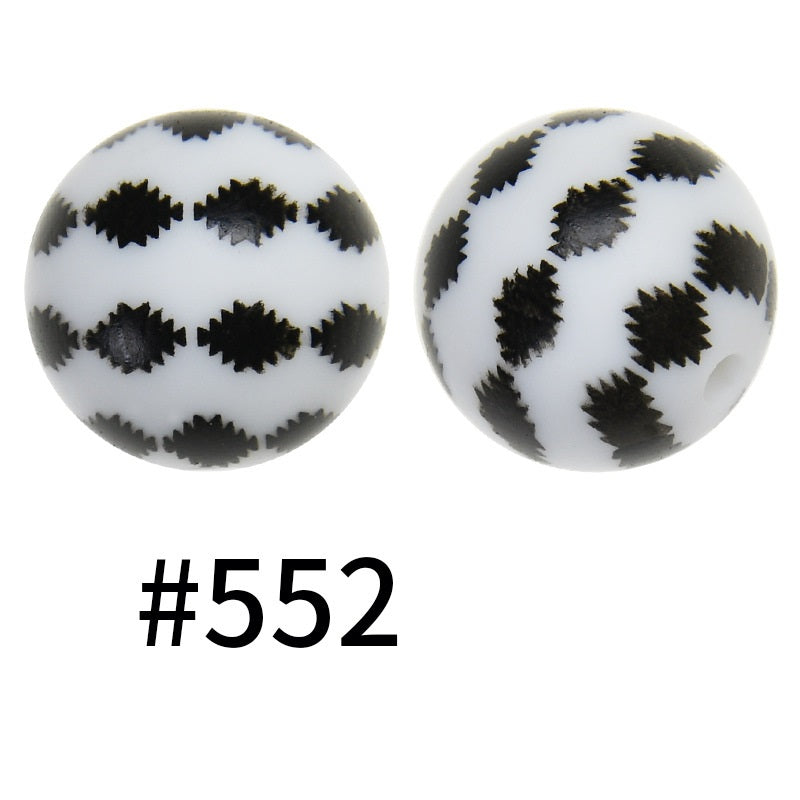 50pcs 15mm Printed Silicone Beads Animal and Camouflage Pattern Color #351-#553