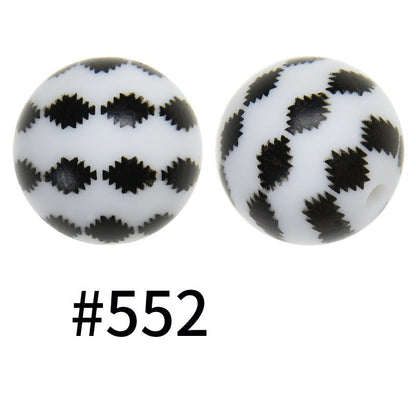 50pcs 15mm Printed Silicone Beads Animal and Camouflage Pattern Color #351-#553