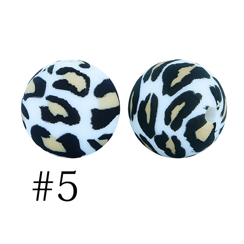 50pcs 12mm Printed Silicone Beads Water Transfer Print Assorted Colors 50
