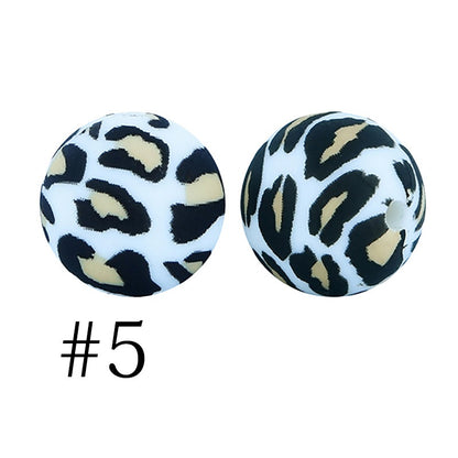 50pcs 12mm Printed Silicone Beads Water Transfer Print Assorted Colors 50