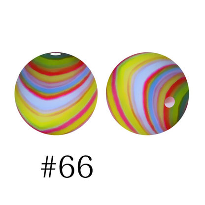 50pcs 12mm Printed Silicone Beads Water Transfer Print Assorted Colors 26