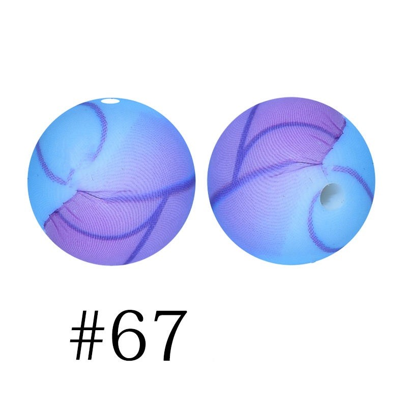 50pcs 12mm Printed Silicone Beads Water Transfer Print Assorted Colors 27