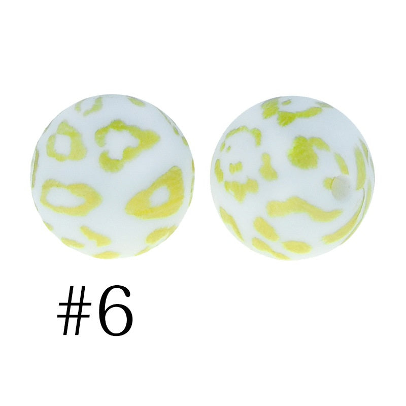 50pcs 12mm Printed Silicone Beads Water Transfer Print Assorted Colors 51
