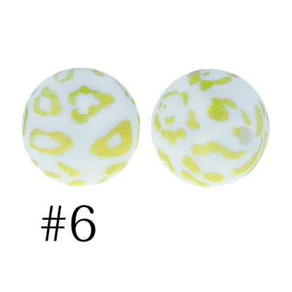 50pcs 12mm Printed Silicone Beads Water Transfer Print Assorted Colors 51