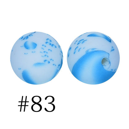 50pcs 12mm Printed Silicone Beads Water Transfer Print Assorted Colors 43