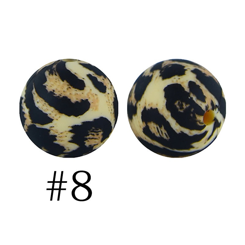 50pcs 12mm Printed Silicone Beads Water Transfer Print Assorted Colors 53