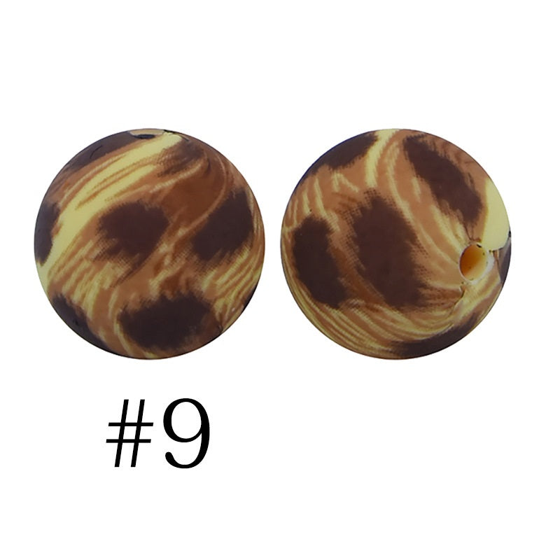 50pcs 12mm Printed Silicone Beads Water Transfer Print Assorted Colors 54