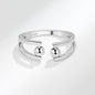 Silver Adjustable Fidget Ring with 2 Beads for Women Size 7