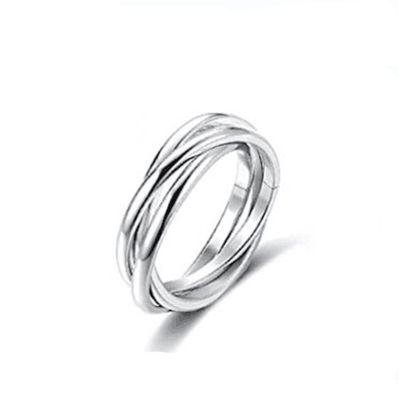 Silver Tone Fidget Ring 3-Rings Design for Women US Size 6-13