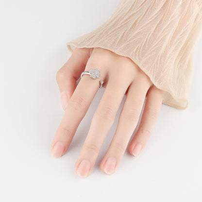 Silver Fidget Ring Adjustable Anxiety Relief for Women Spinner Ring 2