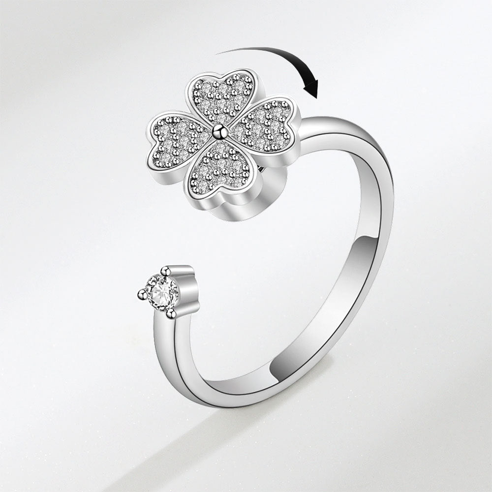 Silver Fidget Ring Adjustable Anxiety Relief for Women Spinner Ring