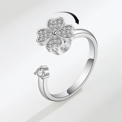 Silver Fidget Ring Adjustable Anxiety Relief for Women Spinner Ring