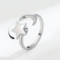 Adjustable Silver Mood Star Anxiety Fidget Ring for Women Spinner Ring