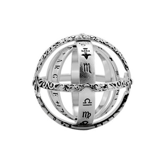 Silver Armillary Sphere Transformable Fidget Ring US Size 6-11