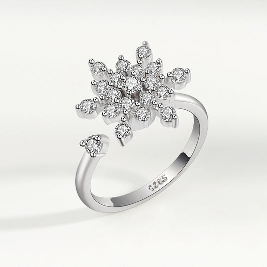 Adjustable Snowflake Fidget Ring Anxiety Relief Spinner Ring for Women
