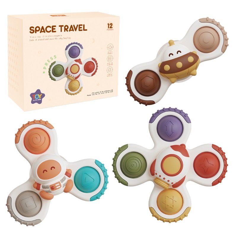 Silicone Pop It Fidget Toy Space Travel Suction Cup 3 Pack