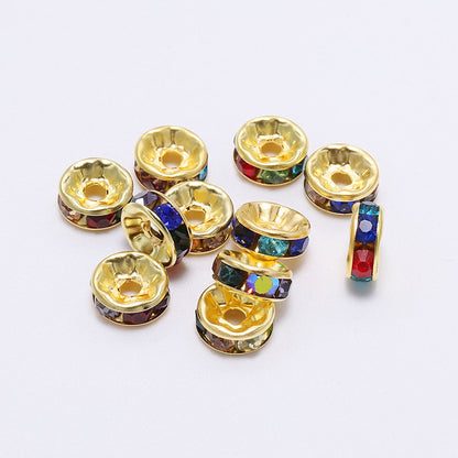 50pcs 10mm Rhinestone Spacer Beads Flat DIY Jewelry Making 7
