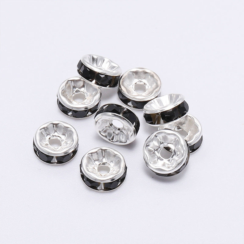 50pcs 10mm Rhinestone Spacer Beads Flat DIY Jewelry Making 5