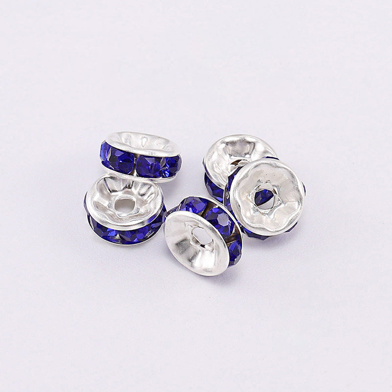 50pcs 10mm Rhinestone Spacer Beads Flat DIY Jewelry Making 6