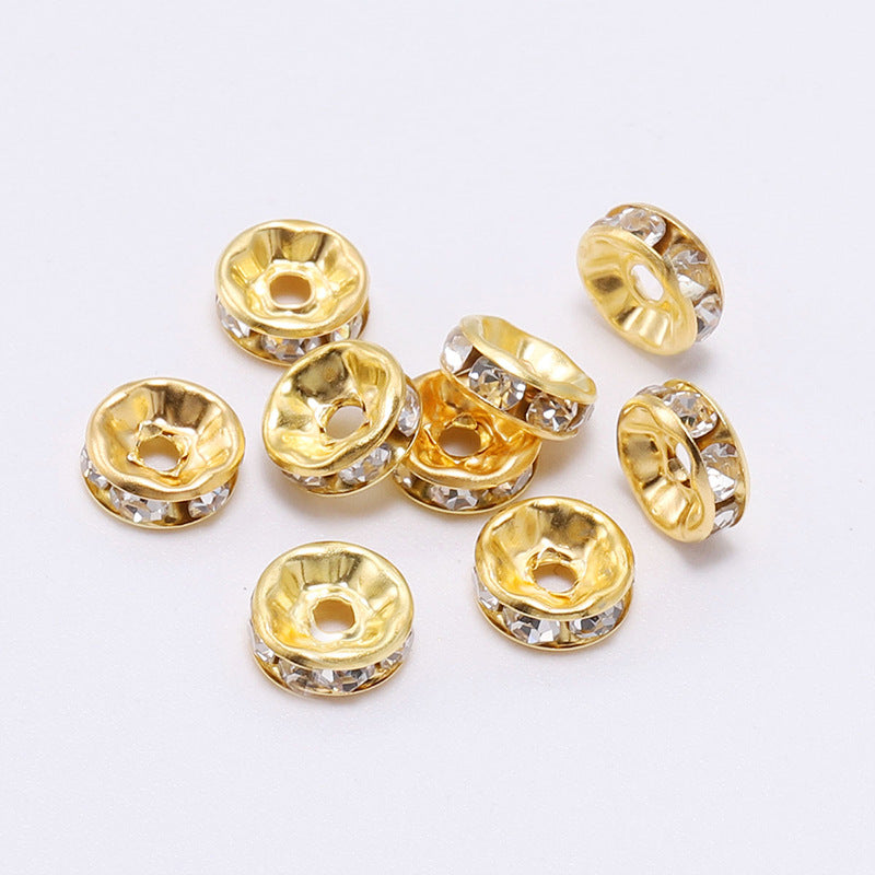 50pcs 10mm Rhinestone Spacer Beads Flat DIY Jewelry Making 13