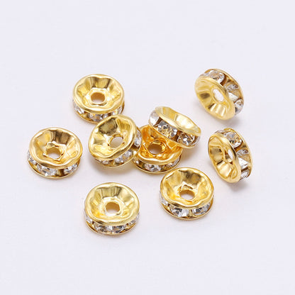 50pcs 10mm Rhinestone Spacer Beads Flat DIY Jewelry Making 13