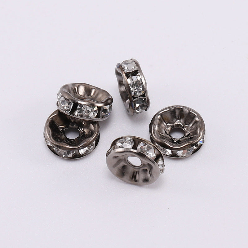 50pcs 10mm Rhinestone Spacer Beads Flat DIY Jewelry Making 14