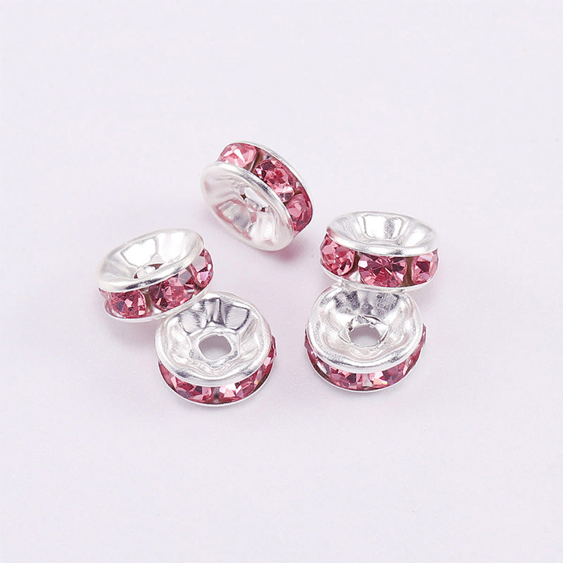 50pcs 10mm Rhinestone Spacer Beads Flat DIY Jewelry Making 9
